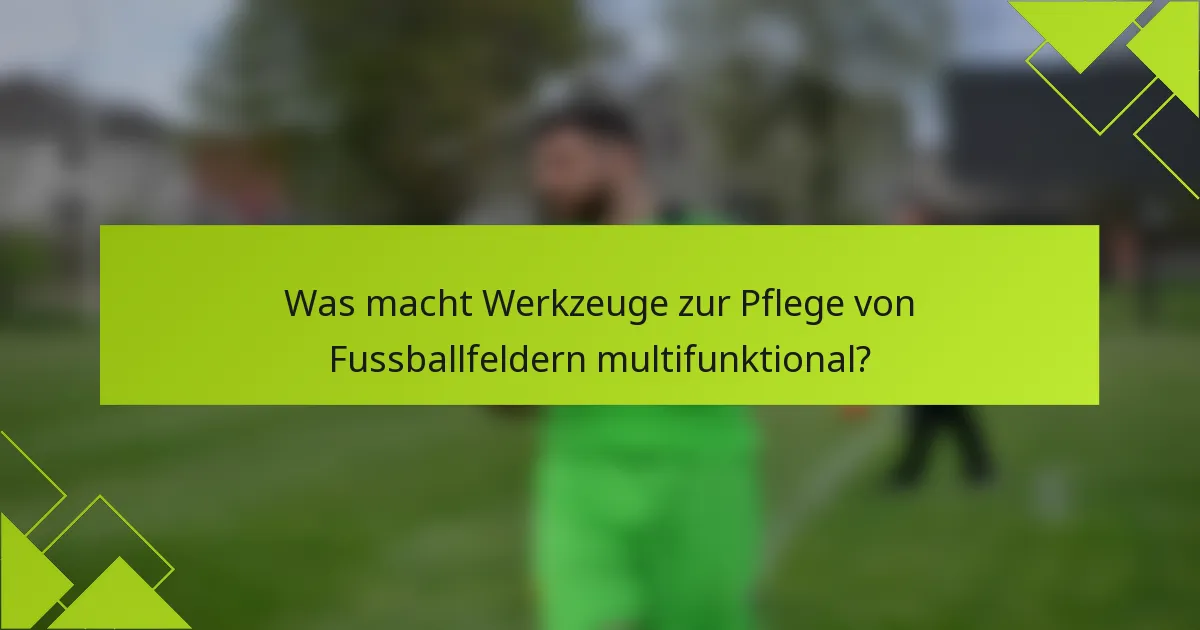 Was macht Werkzeuge zur Pflege von Fussballfeldern multifunktional?