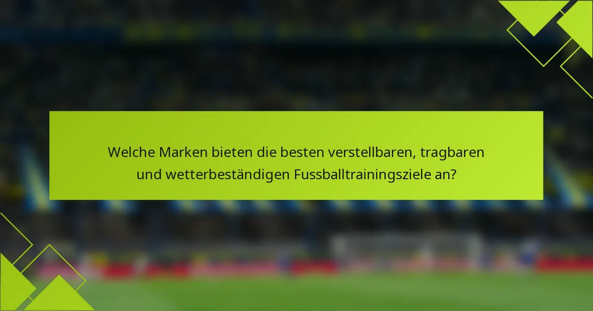 Welche Marken bieten die besten verstellbaren, tragbaren und wetterbeständigen Fussballtrainingsziele an?